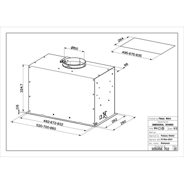 FABER INCA LUX EV8 X/BK A52, juoda/nerūdijančiojo plieno 2