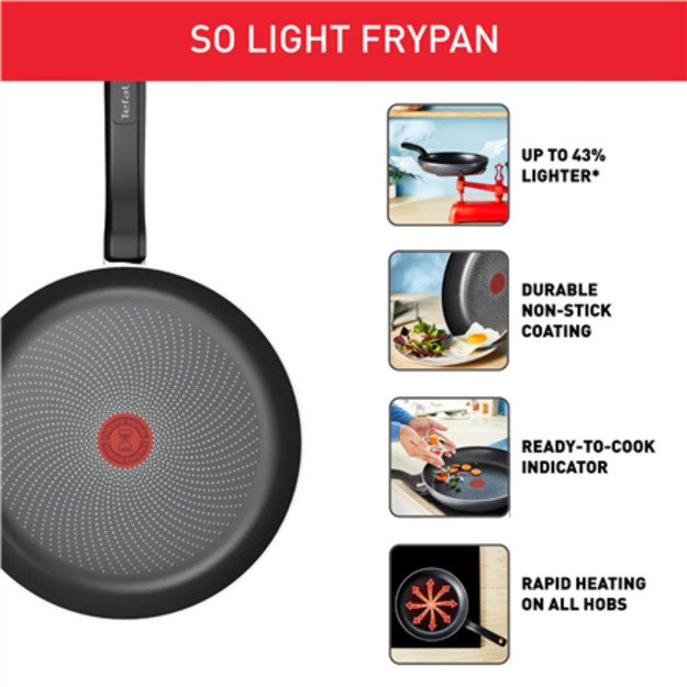 TEFAL Pan | H0560742 | Frying | Diameter 30 cm | Suitable for induction hob | Fixed handle | Black 4
