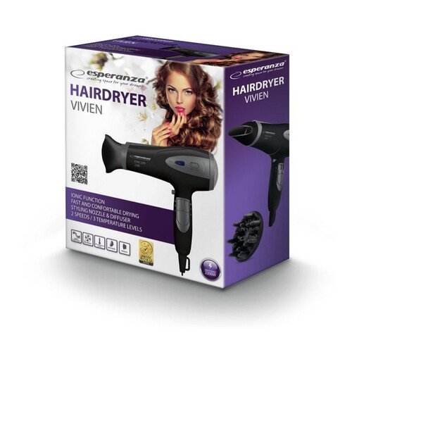 ESPERANZA HAIR DRYER 2200W IONIC VIVIEN EBH005K 1