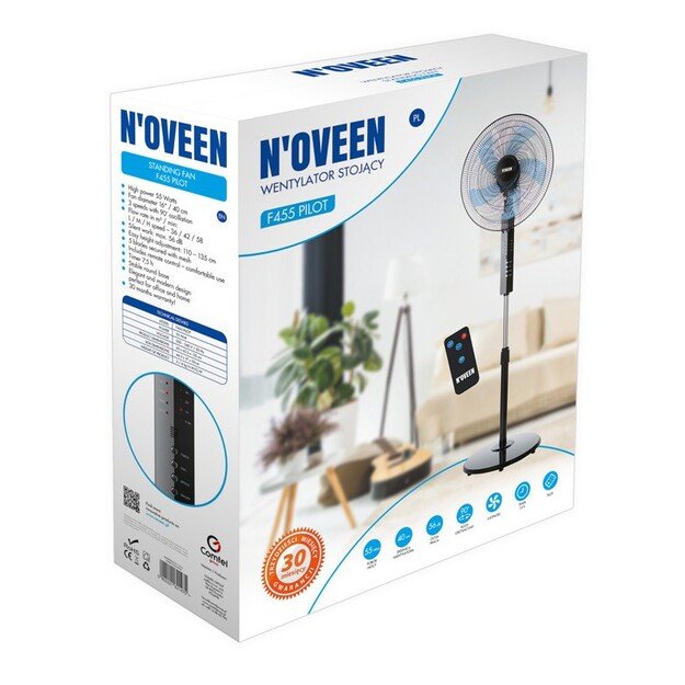 Wentylator stojący 16&rdquo;/40cm NOVEEN F455 pilot 55W