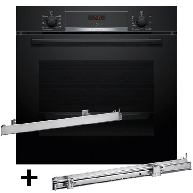 BOSCH HBA514BB3 oven + BOSCH HEZ538000 single-level telescopic runners