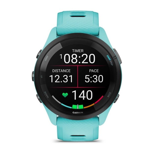 Garmin Forerunner 265 3.3 cm (1.3 ) AMOLED 46 mm Digital 416 x 416 pixels Touchscreen Black, Blue Wi-Fi GPS (satellite)
