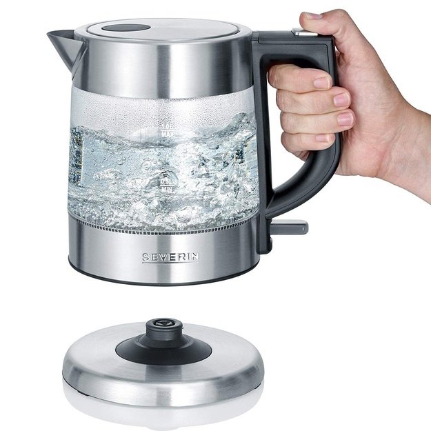 Severin WK 3468 electric kettle 1 L 2200 W Black, Stainless steel, Transparent