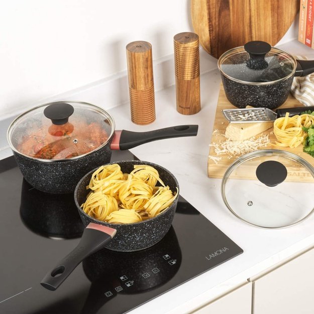 Salter BW11460BRMFO Megastone Thermo Collar 3-Piece Saucepan Set - 16/18/20cm