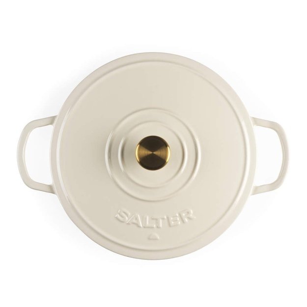 Salter BW13772C Chester 2.8L Shallow Cast Iron Casserole Pot 30 cm, Cream
