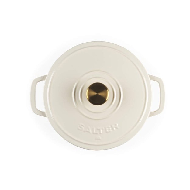 Salter BW13771C Chester 3.4L Cast Iron Casserole Pot 24 cm, Cream