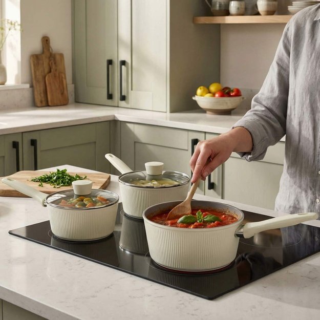 Russell Hobbs RH03868C Cote 20 cm Saucepan, Cream