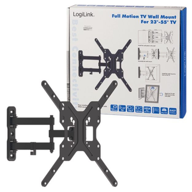 Logilink BP0016 TV Wall mount, 23 -55 , tilt +15&deg;-15&deg;,swievel +-90&deg;, 395mm | Logilink