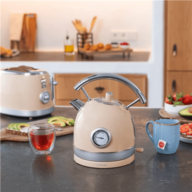 Cecotec Kettle | ThermoSense 420 Vintage | 2200 W | Electric | 1.8 L | Stainless steel | 360&deg; rotational base | Light Beige