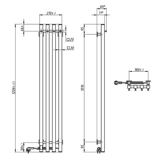 Elektrinis rank&scaron;luosčių džiovintuvas Navin Levante 210x1200, Sensor, 12-257053-2112, (laidas de&scaron;inėj