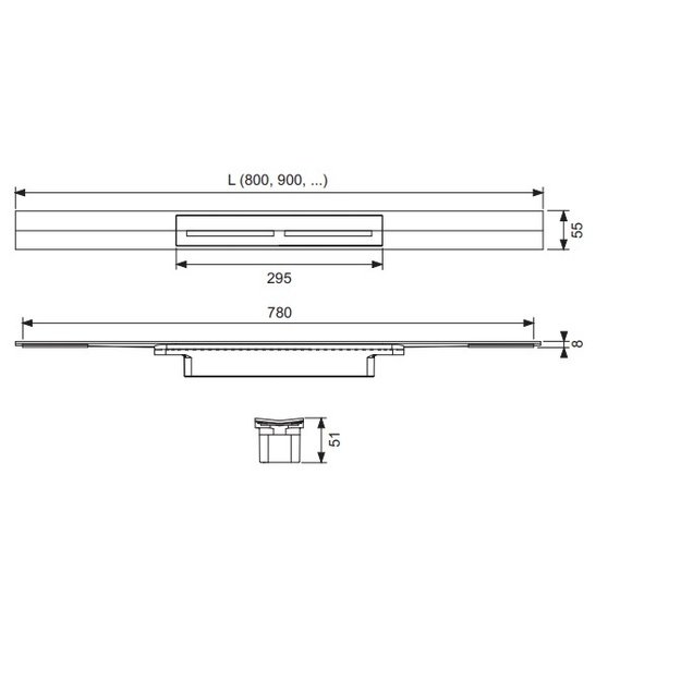 TECEdrainprofile du&scaron;o profilis, 800 mm 670800