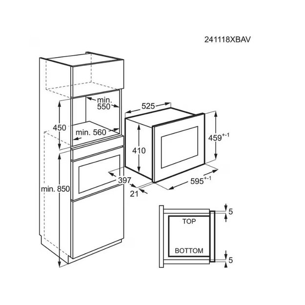 Įmontuojama mikrobangų krosnelė AEG 6000, TouchOpen, TB6SM261FB, 26 l