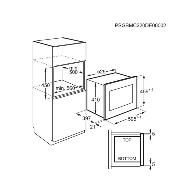 Įmontuojama mikrobangų krosnelė AEG 6000, TouchOpen, TB6SM261FB, 26 l