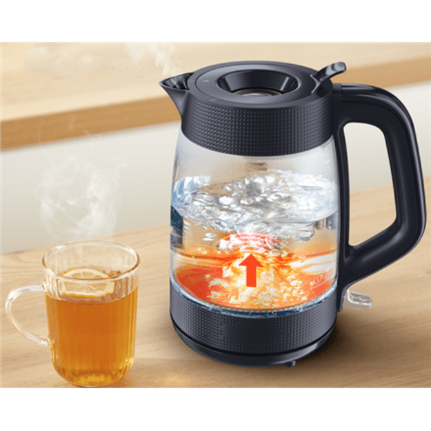 TEFAL Kettle | KO2G08E0 | 2000 W | Electric | 1.7 L | Heat-resistant glass | 360&deg; rotational base | Black/Transparent