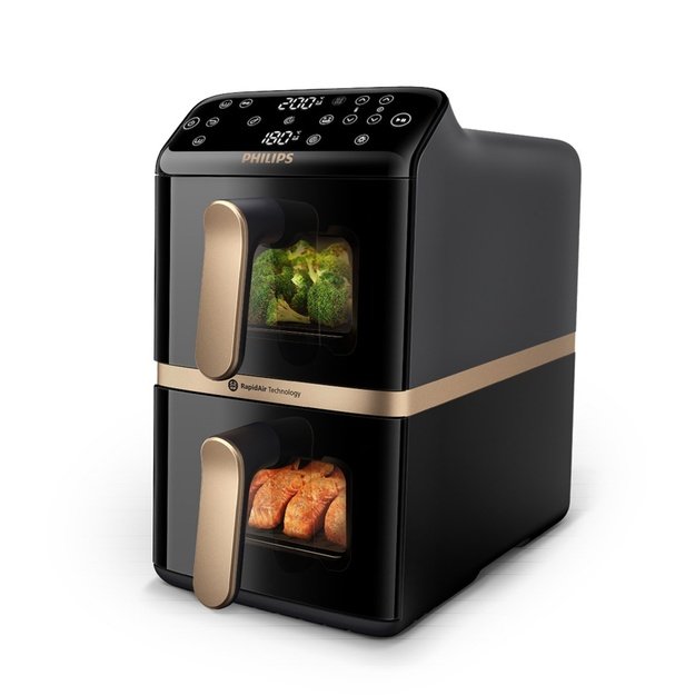 Philips 4000 series Dual Stack Airfryer Vertical Basket 10L Double Stand-alone 2750 W Hot air fryer Black