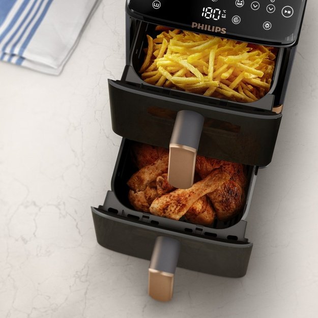 Philips 4000 series Dual Stack Airfryer Vertical Basket 10L Double Stand-alone 2750 W Hot air fryer Black