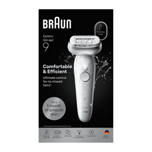 Braun Silk-&eacute;pil 9 SES9-000 Epilator, Wet & Dry, White/Silver