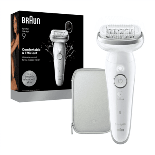 Braun Silk-&eacute;pil 9 SES9-000 Epilator, Wet & Dry, White/Silver