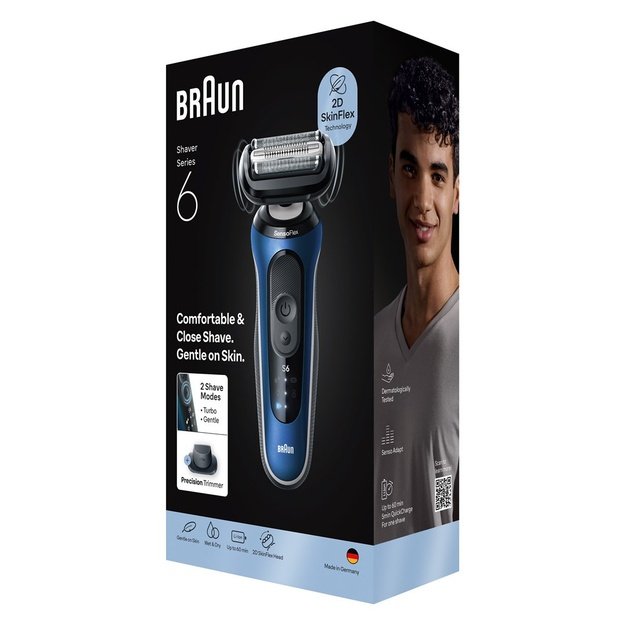 Braun 62-B1200s Series 6 Elektrorasierer, blau/schwarz