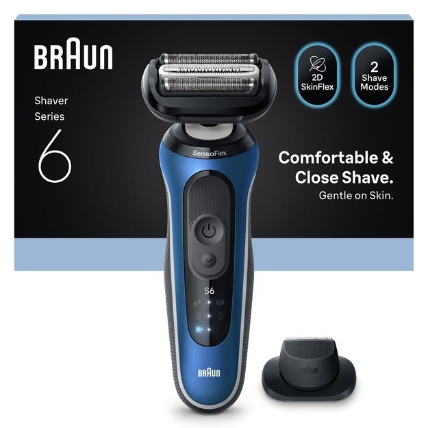 Braun 62-B1200s Series 6 Elektrorasierer, blau/schwarz