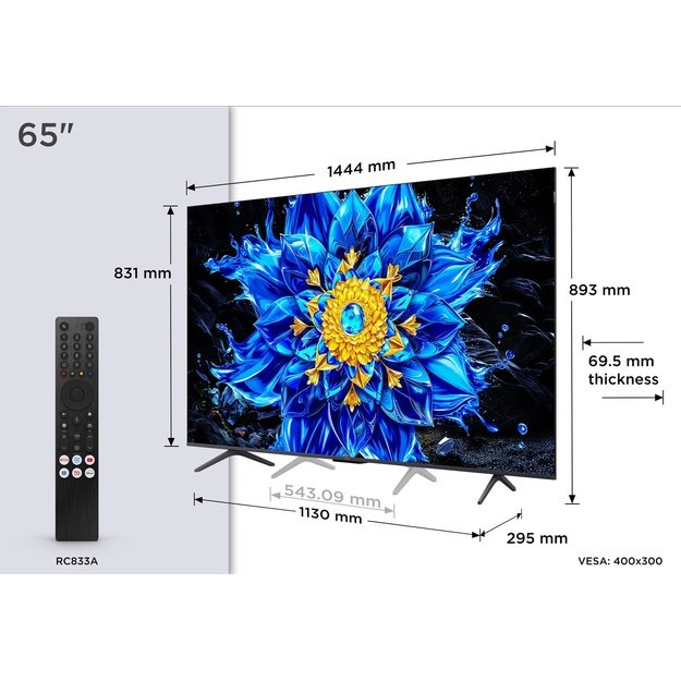 TCL P8L 65P8L TV 165.1 cm (65 ) 4K Ultra HD Smart TV Wi-Fi Black 450 cd/m&sup2;