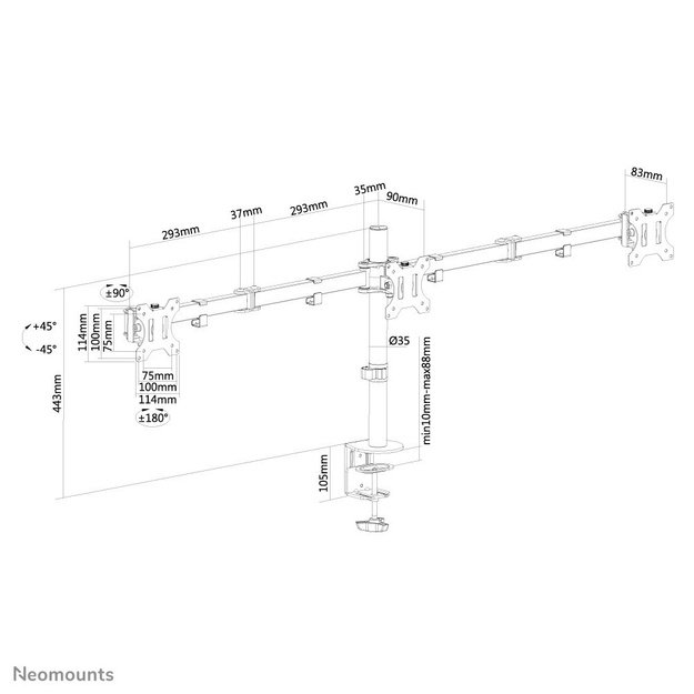 Neomounts FPMA-D550D3BLACK Monitor arm 10-27 