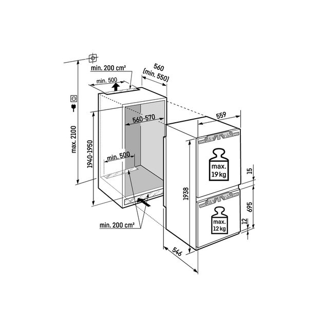 Įmontuojamas &scaron;aldytuvas Liebherr ICNd 5603 Pure NoFrost
