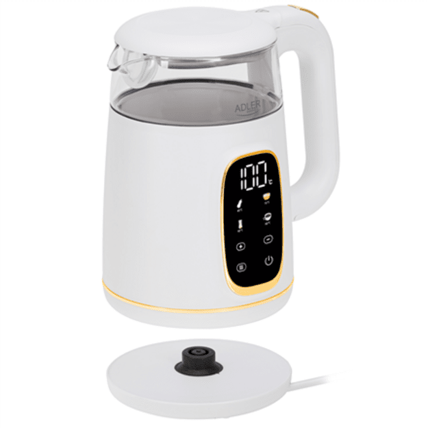Adler Kettle with LED Display | AD 1305 | Electric | 2200 W | 1.7 L | Plastic | 360&deg; rotational base | White/Gold