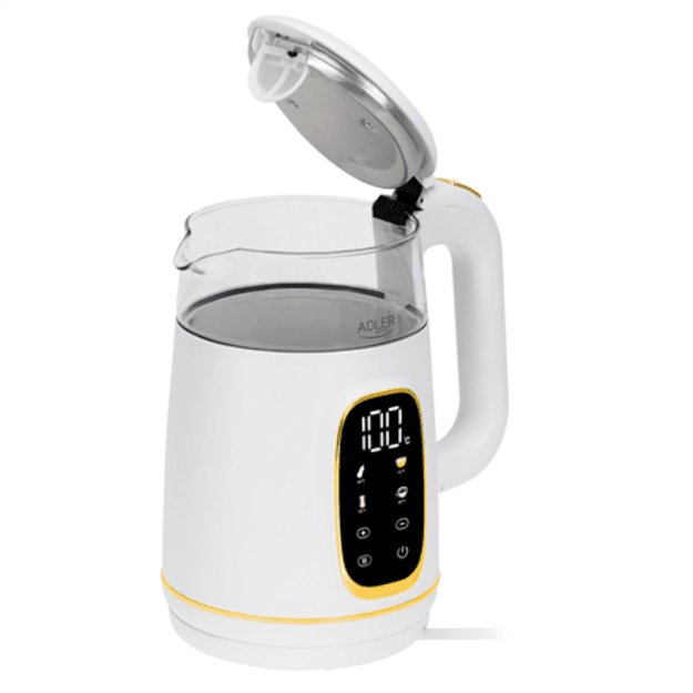 Adler Kettle with LED Display | AD 1305 | Electric | 2200 W | 1.7 L | Plastic | 360&deg; rotational base | White/Gold