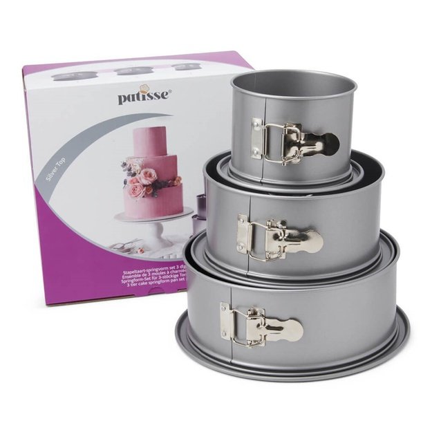 PATISSE SILVER-TOP 3-tier cake tin set