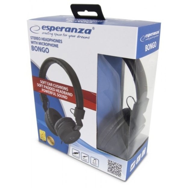 Headphones with microphone Esperanza BONGO EH212K (black color