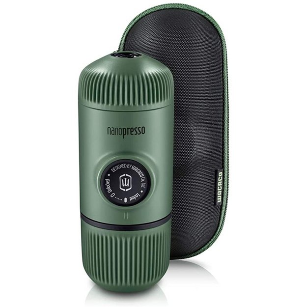 WACACO NANOPRESSO MOSS GREEN rankinis maltos kavos aparatas su dėklu, žalia
