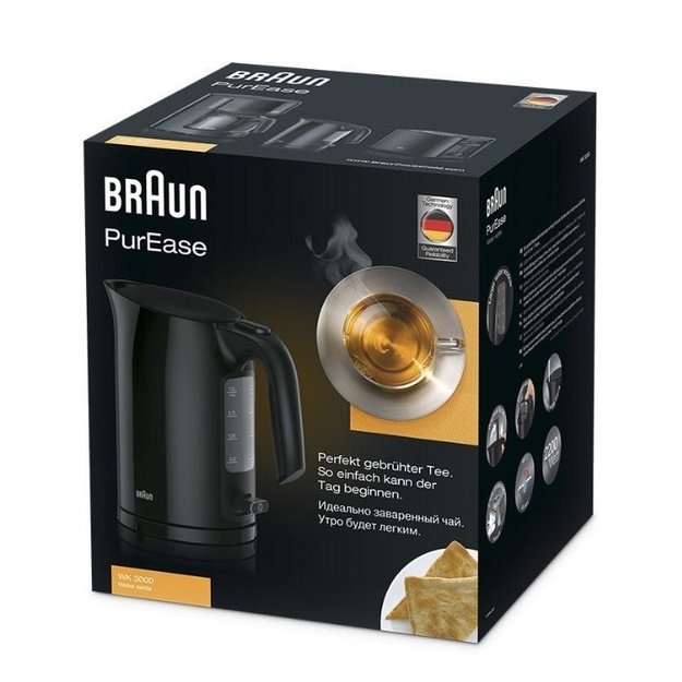 Braun PurEase WK 3000 BK electric kettle 1 L 2200 W Black
