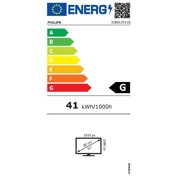 Philips 32BDL3511Q/00 Signage Display Digital A-board 81.3 cm (32 ) 350 cd/m2 Full HD Black 18/7