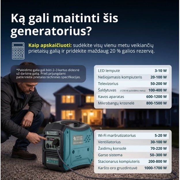 Inverterinis generatorius 2000W, KS 2000i S K&Ouml;NNER  amp S&Ouml;HNEN