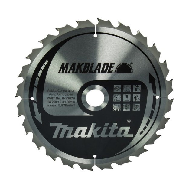 Pjovimo diskas MAKITA Makblade 260x30,0x2,3mm 24T 20&deg;
