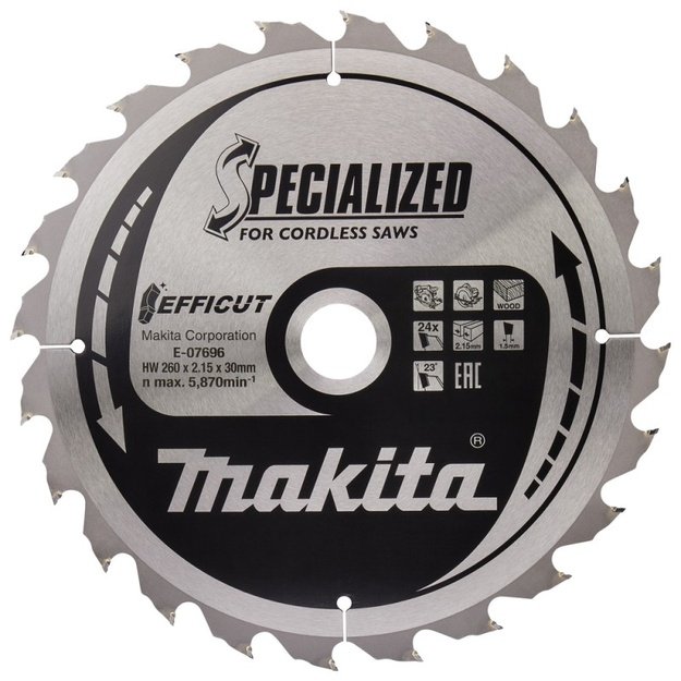Pjovimo diskas MAKITA Efficut 260x30x2,15mm 24T 23&ordm;