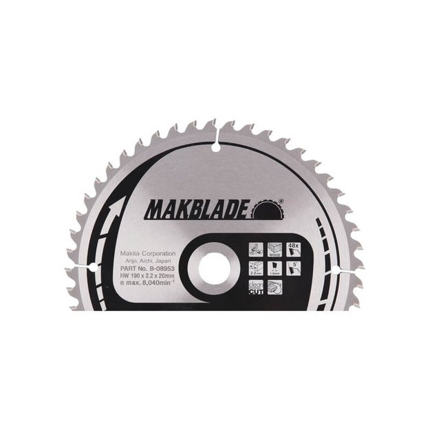 Pjovimo diskas MAKITA Makblade 190x20x2,3mm 5&deg; T48