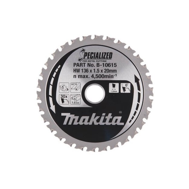 Metalo pjovimo diskas MAKITA 136x20x1,5 30T, 0&deg;, DCS550