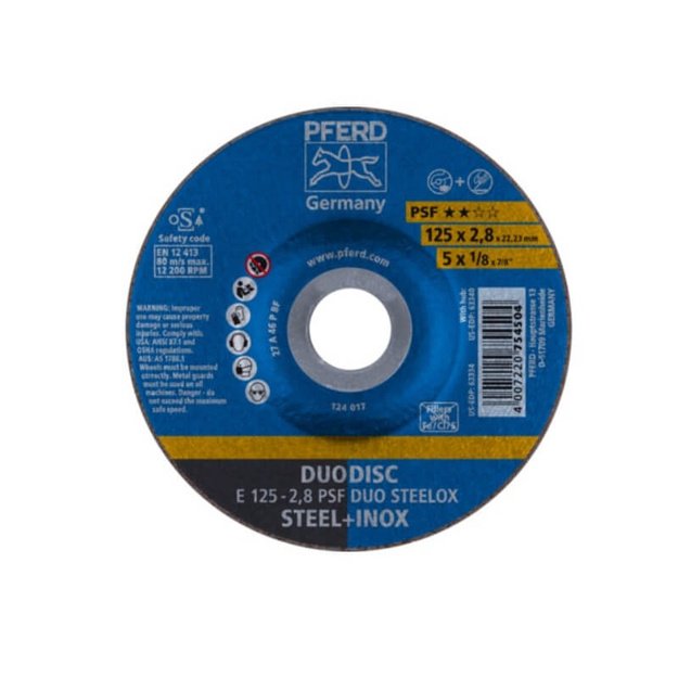 Pjovimo ir &scaron;lifavimo diskas PFERD E125-2.8 A46 P PSF-INOX-DUO