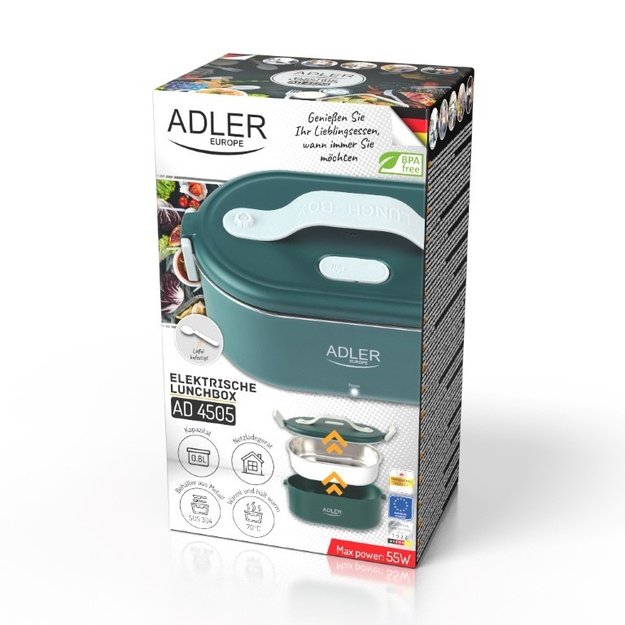 Adler | Heated Food Container | AD 4505g | Capacity 0.8 L | Material Stainless steel/Plastic | Green
