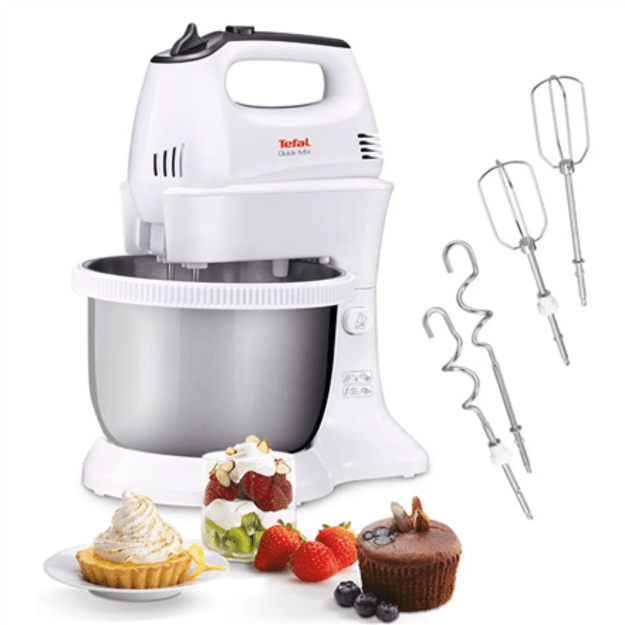 TEFAL HT312138 Quickmix | Hand Mixer | 300 W | Number of speeds 5 | Turbo mode | White/Stainless steel