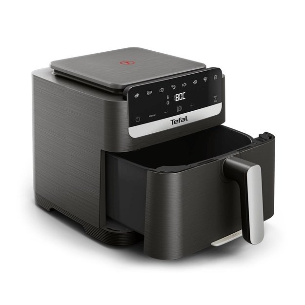 Tefal Easy Fry Mega Compact EY866HE1 fryer Single 7.5 L Stand-alone Hot air fryer Black, Silver