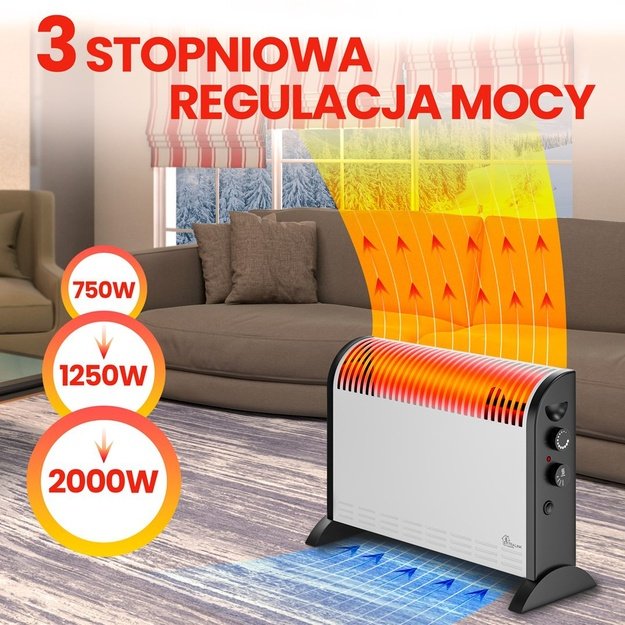 Extralink LCV-06 | Convector heater | 2000W, 3 Modes, Thermostat, Fan