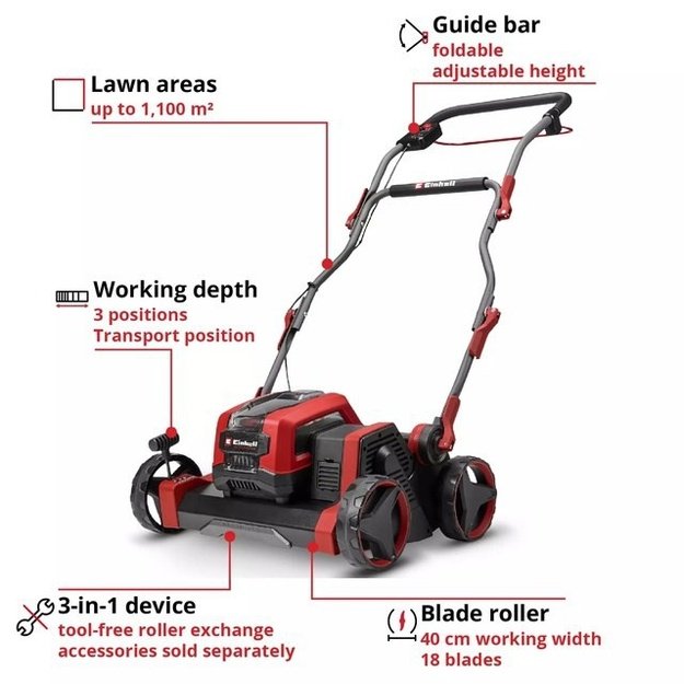 EINHELL GP-SC 36/40 Li BL-Solo aerator/scarifier
