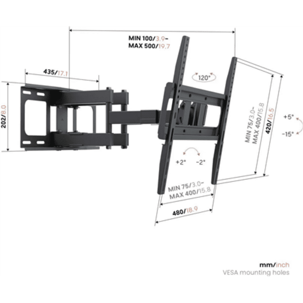 Vogels Wall mount | UP 4053 Full-Motion TV Wall Mount M | 32-65   | Rotate