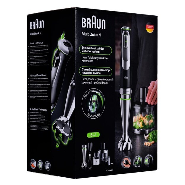 Braun | Hand Blender | MQ9138XI MultiQuick 9 | Hand Blender | 1200 W | Number of speeds 3 | Chopper | Ice crushing | Black