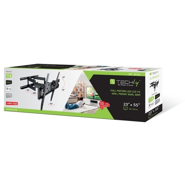 Techly 23-55  Wall Bracket for LED TV LCD Full-Motion Dual Arm  ICA-PLB 147M