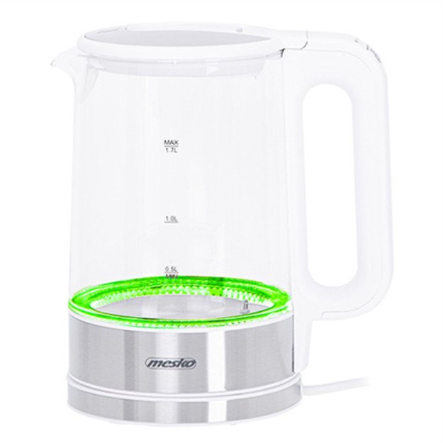 Mesko | Kettle | MS 1301w | Electric | 1850 W | 1.7 L | Glass/Stainless steel | 360&deg; rotational base | White 5