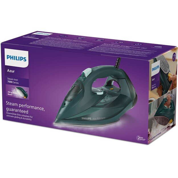 Philips 7000 series DST7050/70 iron Steam iron SteamGlide Elite soleplate 2800 W Green 1